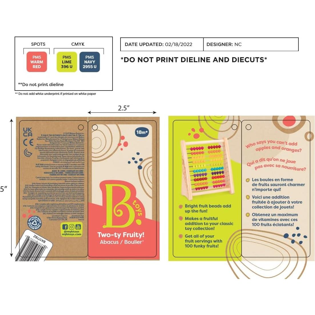 Ábaco de Madera B. Toys Fruity! Juguete Educativo 1-4 Años