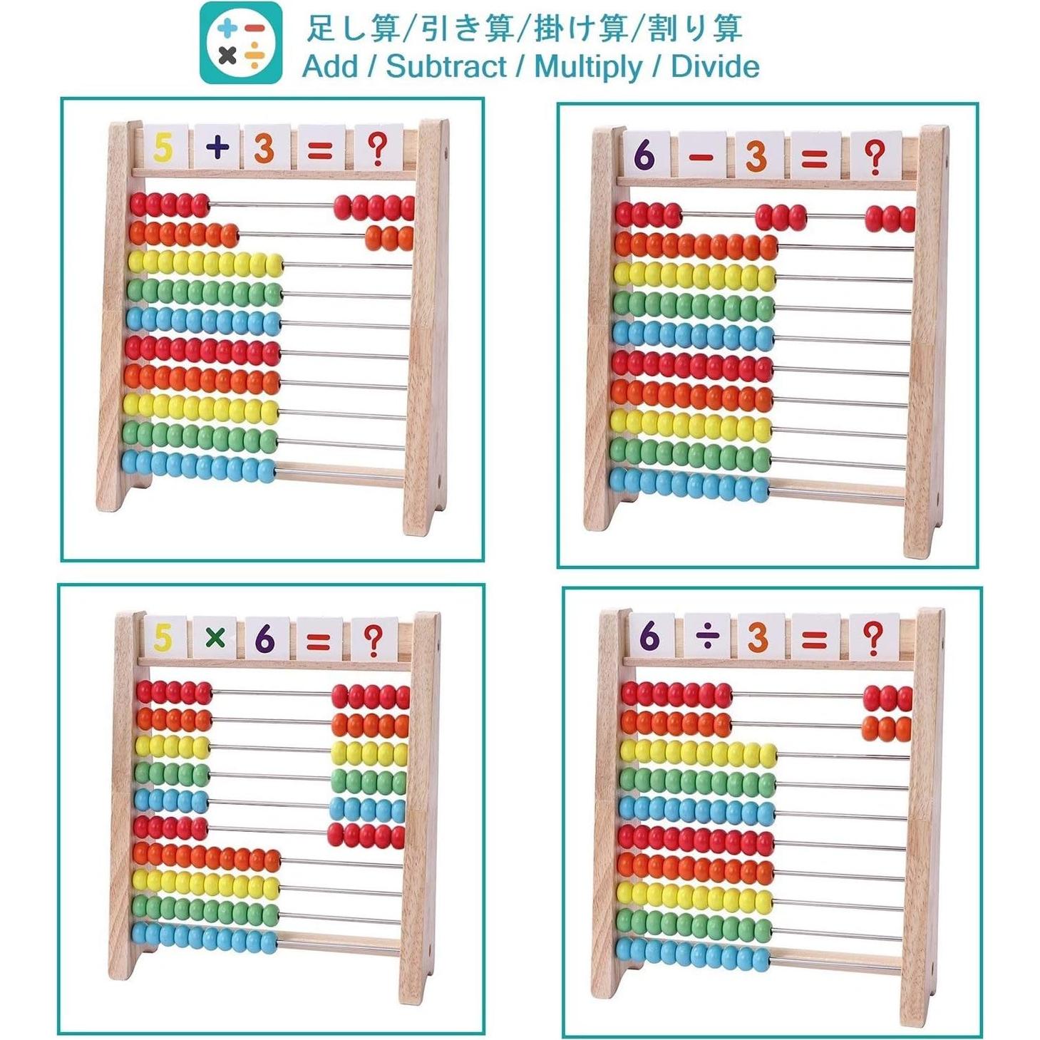 Ábaco Educativo de Madera Flzoaveus - Conteo y Matemáticas 3-7 Años