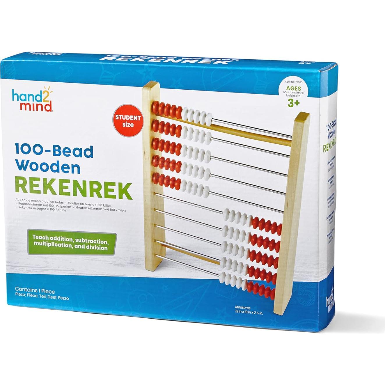 Rekenrek de Madera Hand2mind 100 Cuentas para Niños 4-10 Años