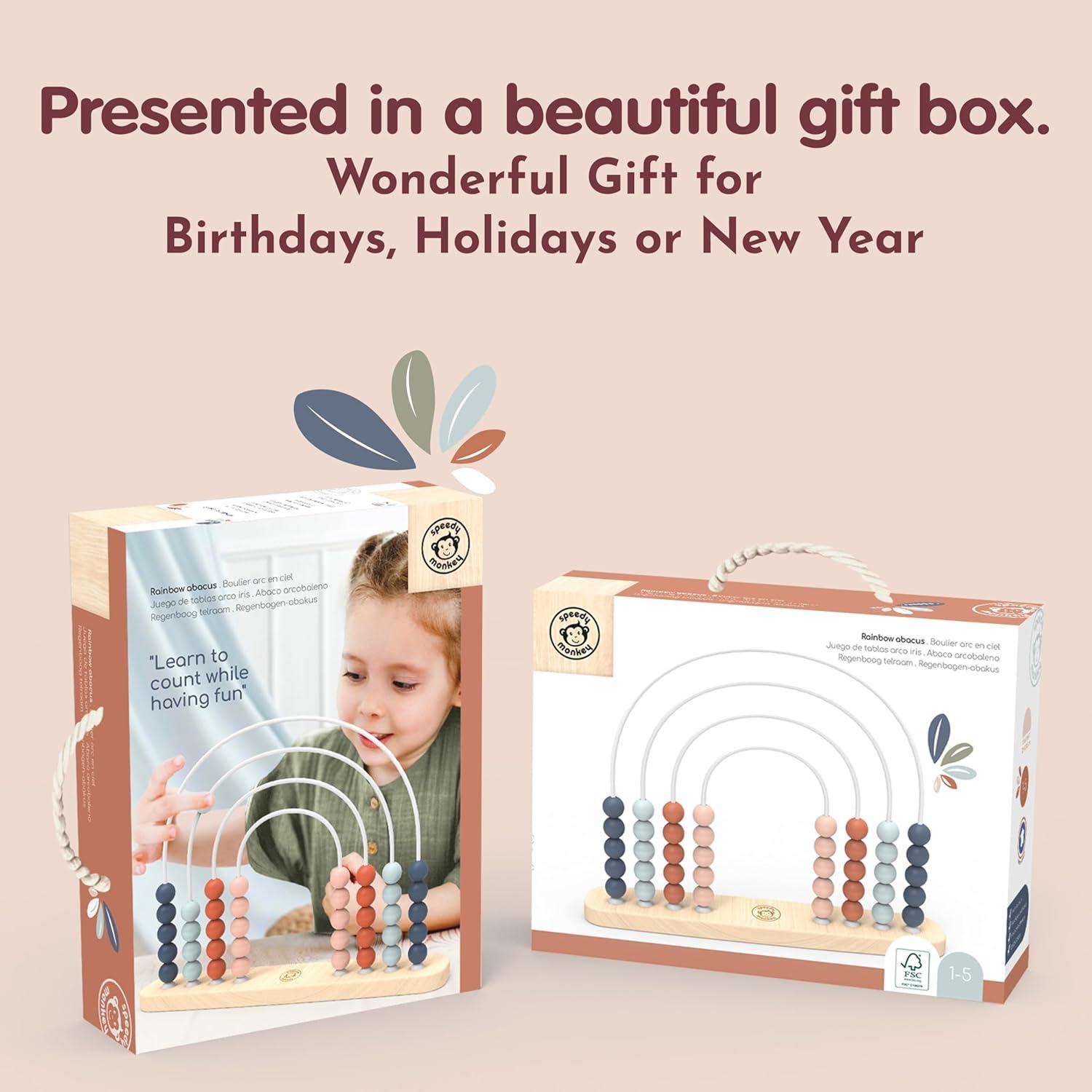 Ábaco de Madera Speedy Monkey 31.75x24.64cm Cuentas Coloridas
