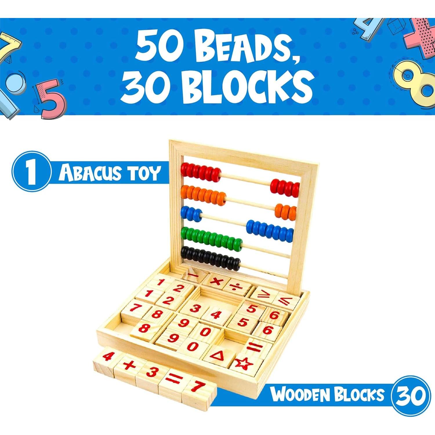 Ábaco Toysery de Madera para Niños 3-5 Años, 50 Perlas