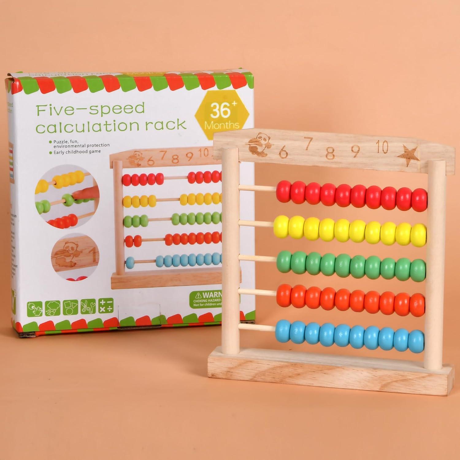 Ábaco de Madera WNWL para Aprendizaje Infantil 14.1x5.1cm