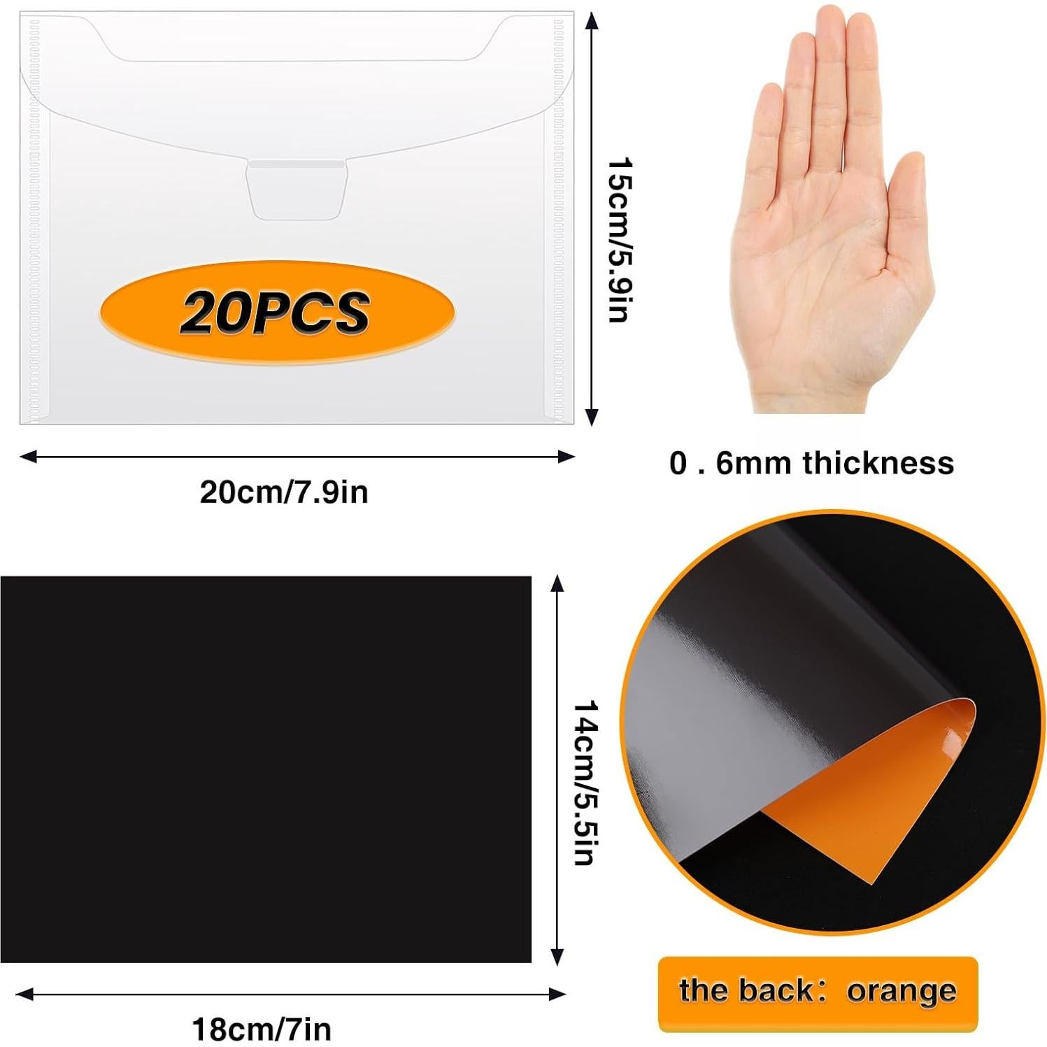 Conjunto de 40 PCS Bolsas y Hojas Magnéticas YixangDD 14.99x20.07 cm