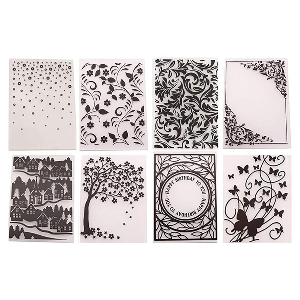 8 Piezas Plantillas de Embossing QSZKeer para Scrapbook 10.5x14.8cm