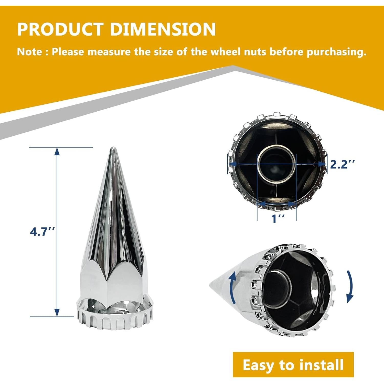 Paquete de 20 Cubiertas de Tuercas de Picos Grandroad 33mm