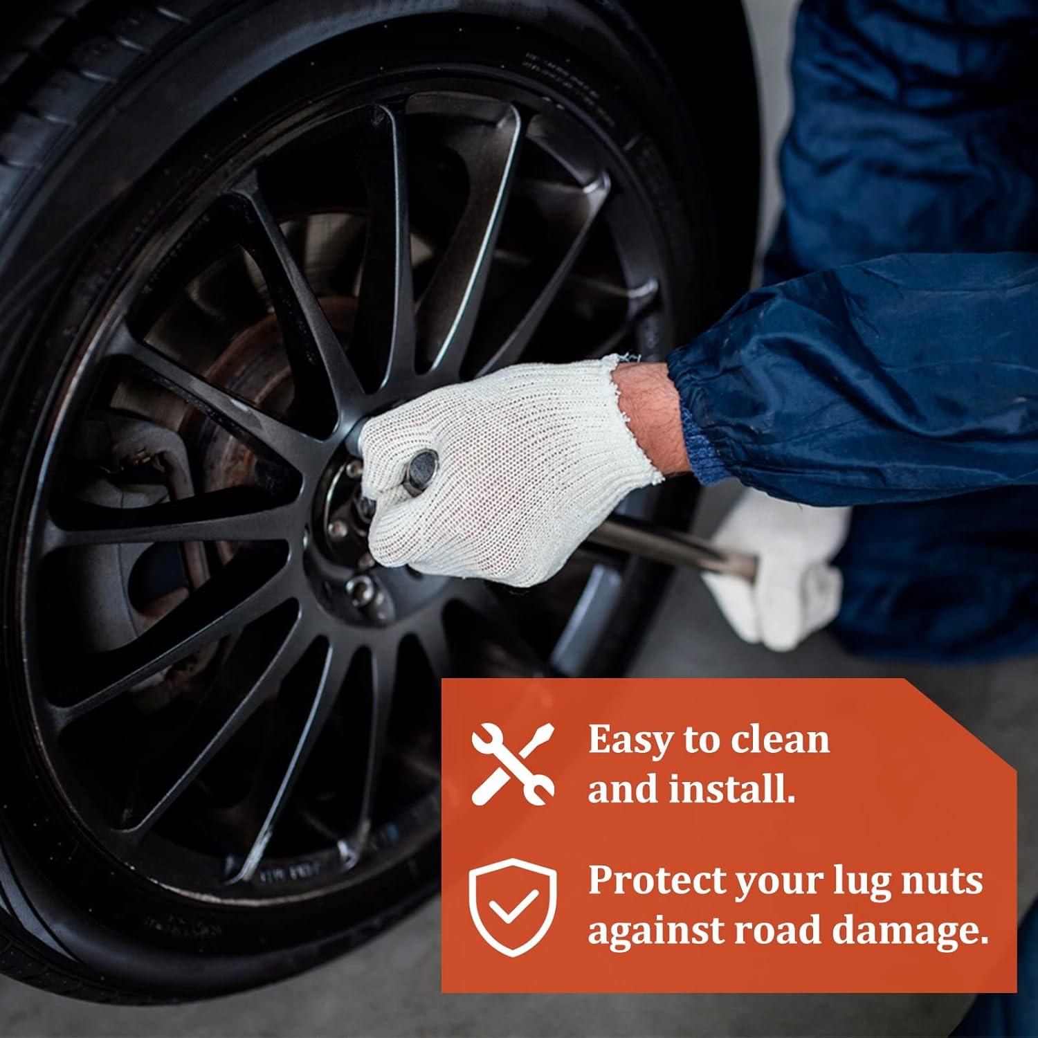 20 Cubiertas de Tuercas de Rueda AOIT 21mm Negro con Herramienta