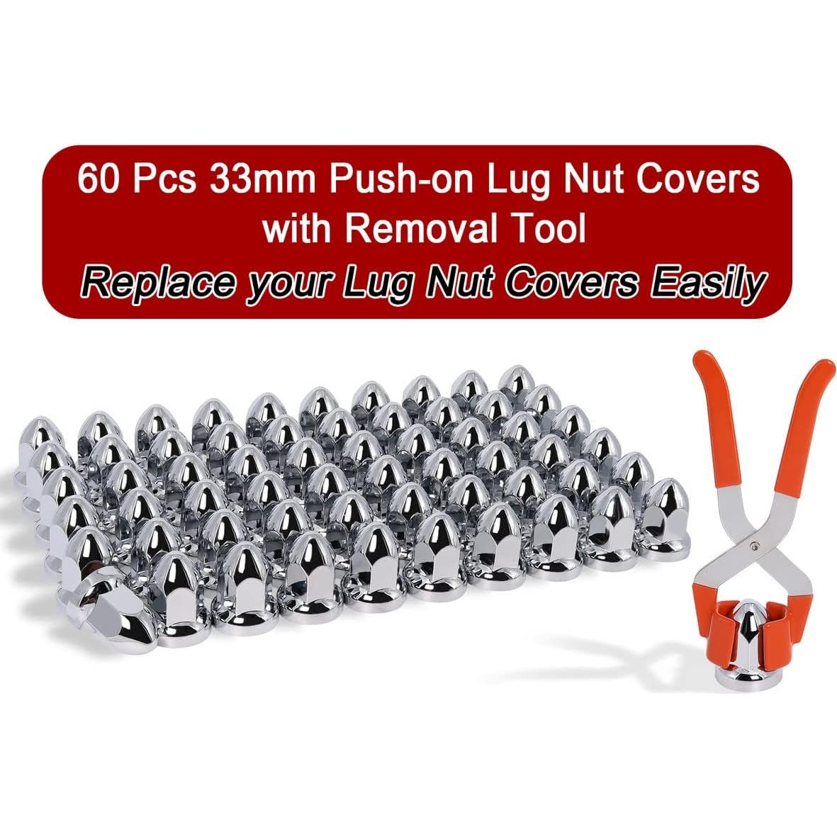 Cubiertas de Tuercas 33mm Podoy ABS Cromadas - Paquete de 60