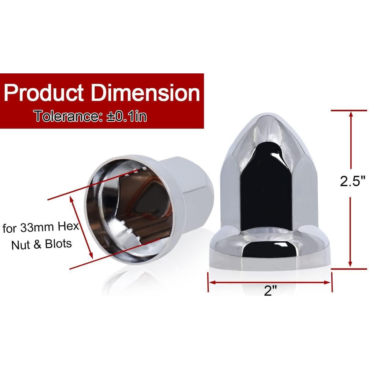 Cubiertas de Tuercas 33mm Podoy ABS Cromadas - Paquete de 60