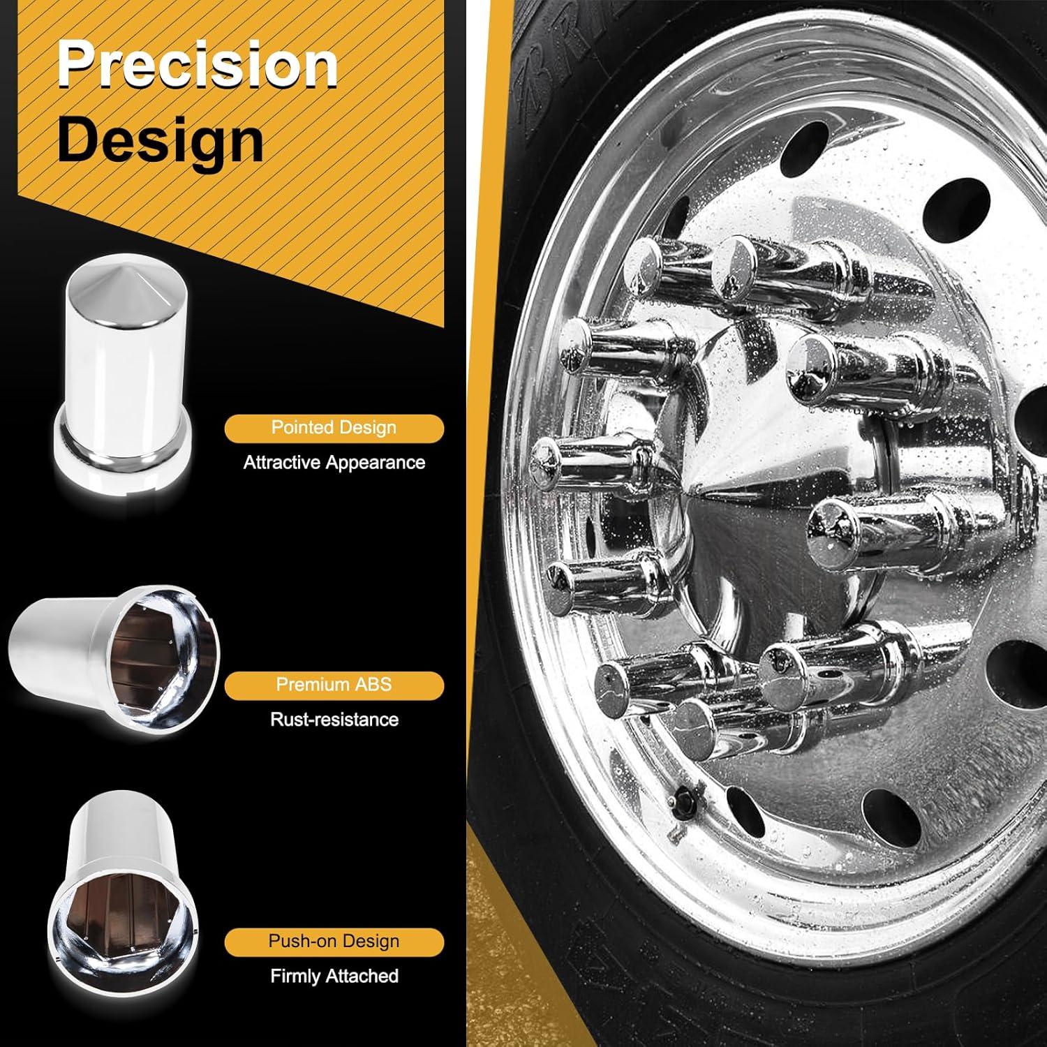 60 Cubiertas de Tuercas de Llantas HQALTY 33mm Cromadas ABS