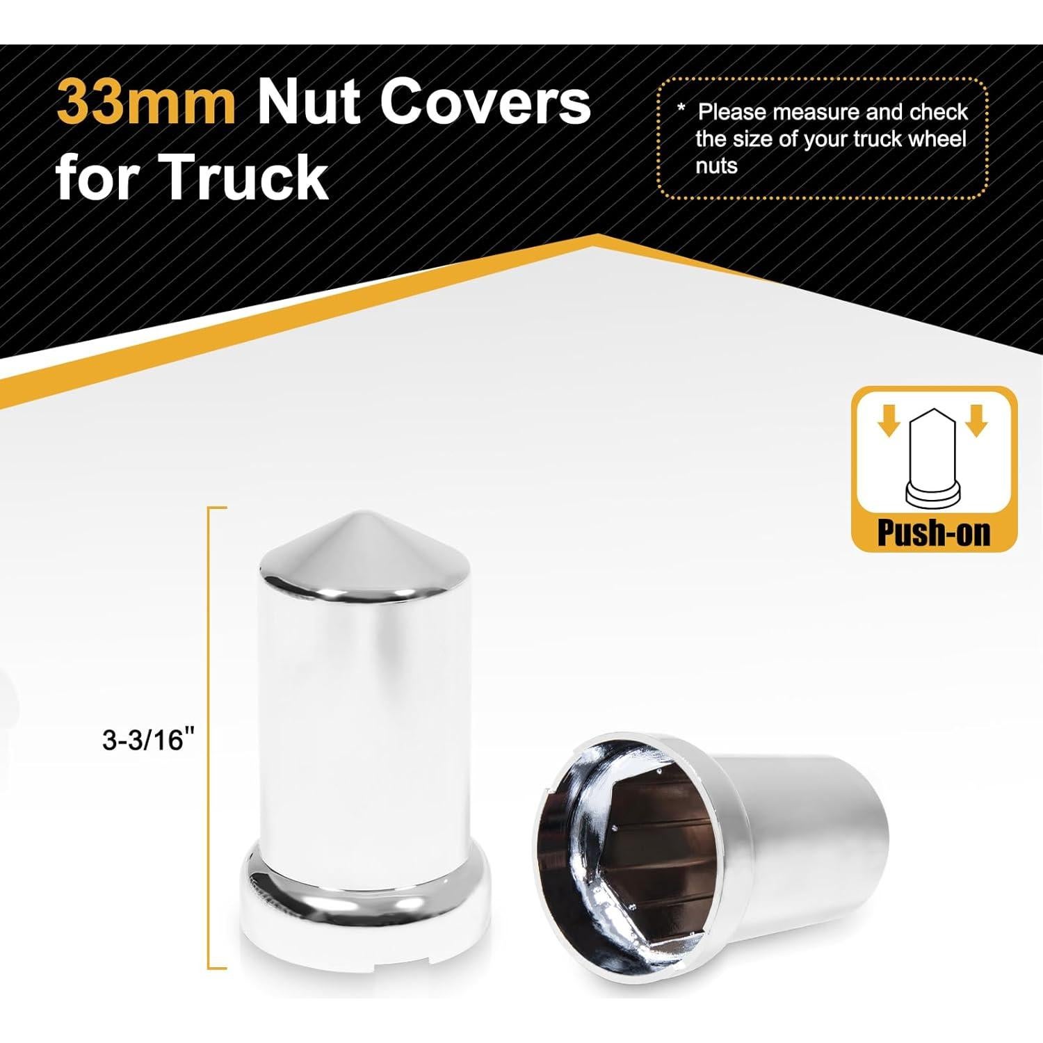 60 Cubiertas de Tuercas de Llantas HQALTY 33mm Cromadas ABS