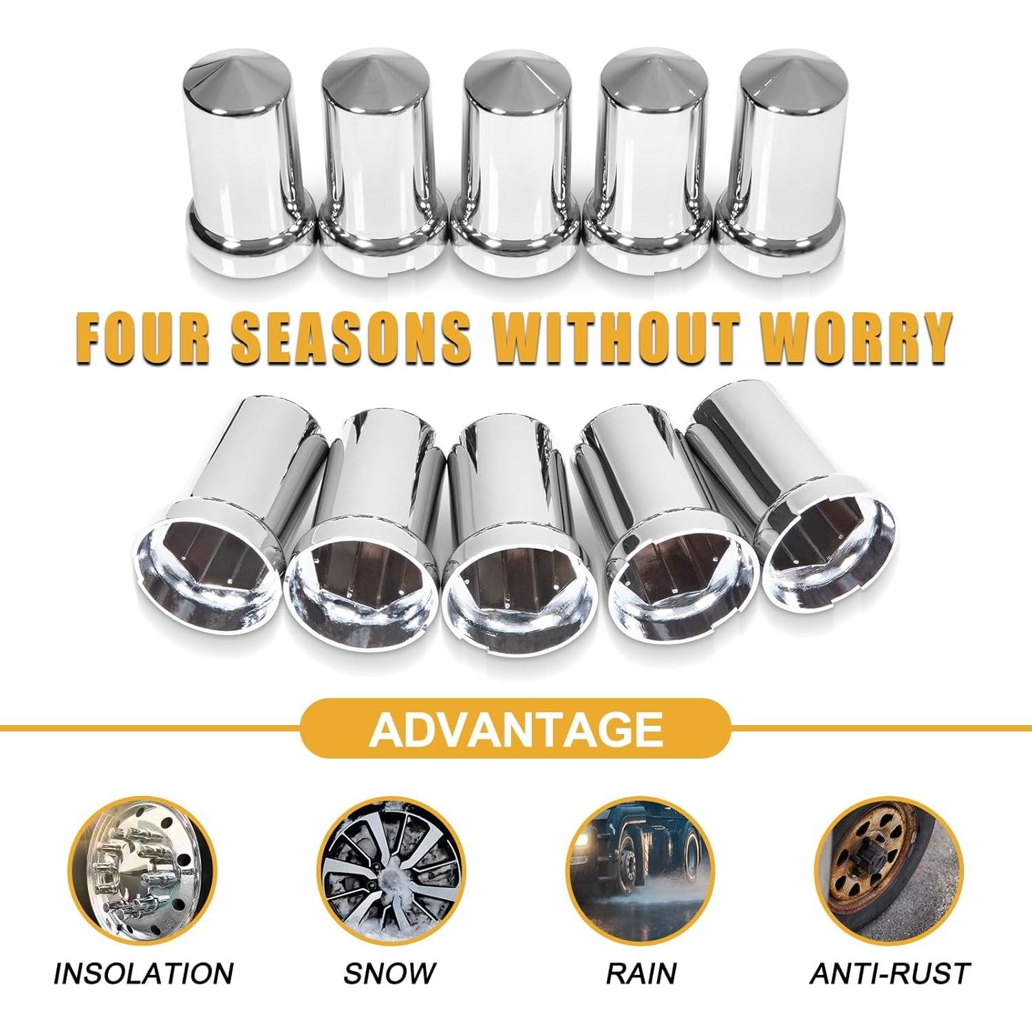 60 Cubiertas de Tuercas de Llantas HQALTY 33mm Cromadas ABS