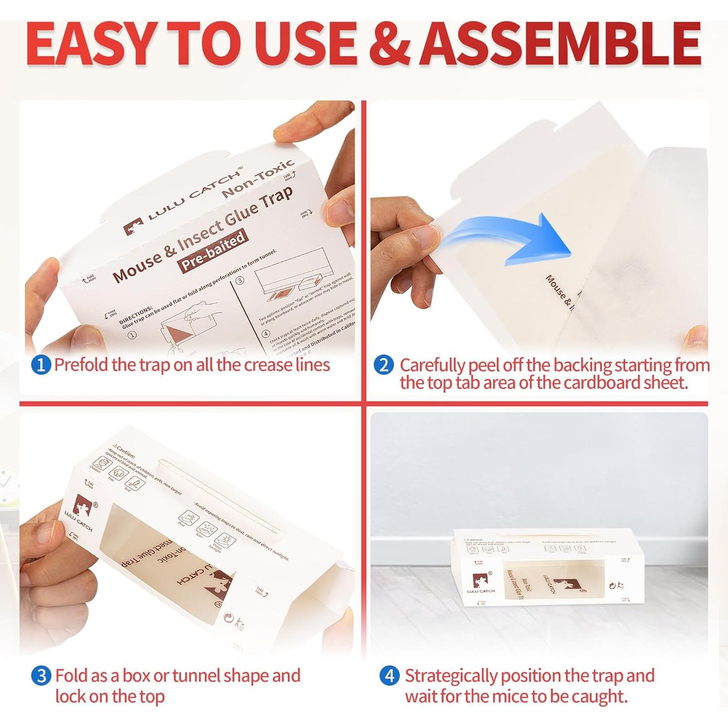 Trampas de Pegamento LULUCATCH 12 Unidades para Ratones e Insectos