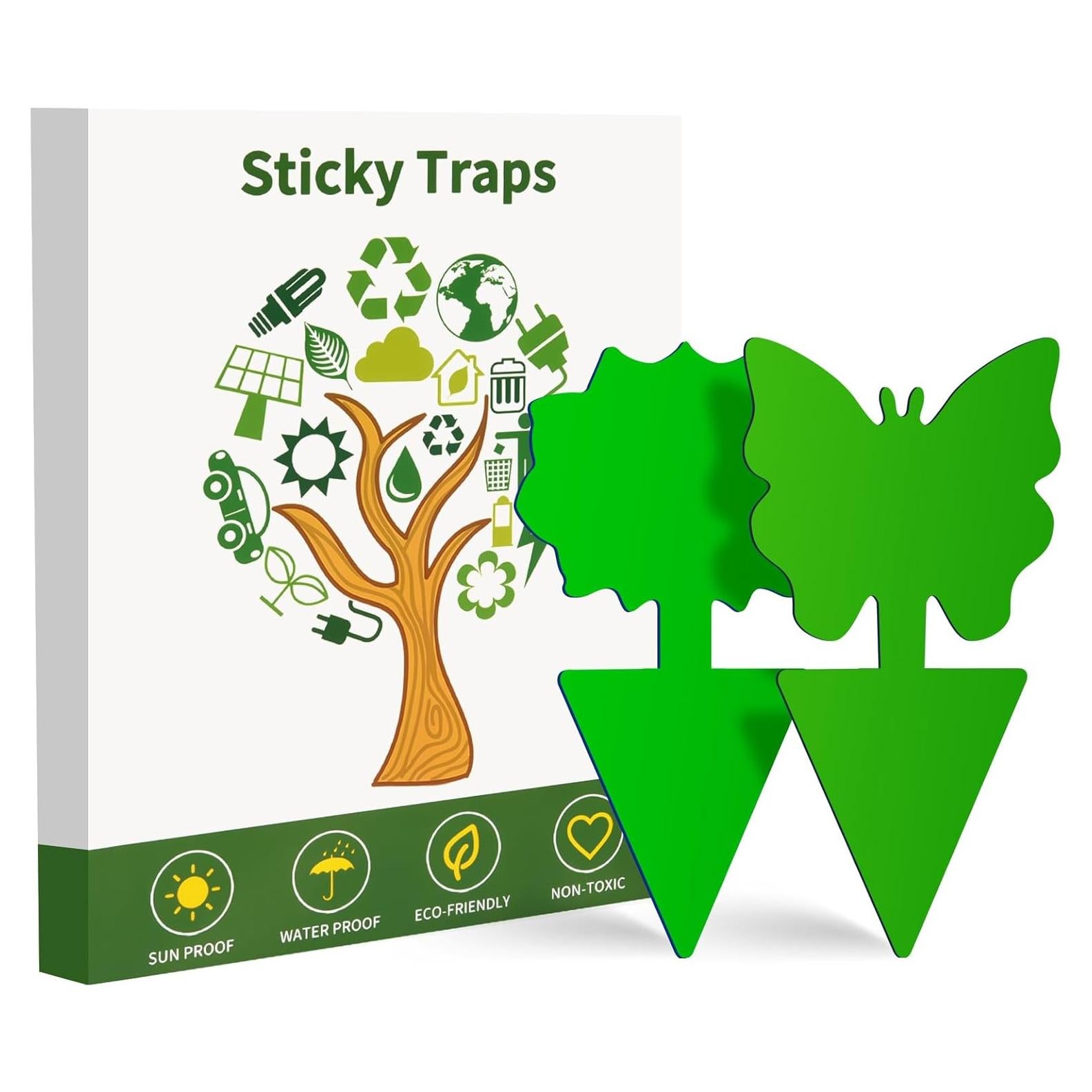 Trampas Adhesivas Verdes para Moscas de Fruta - 100 Unidades