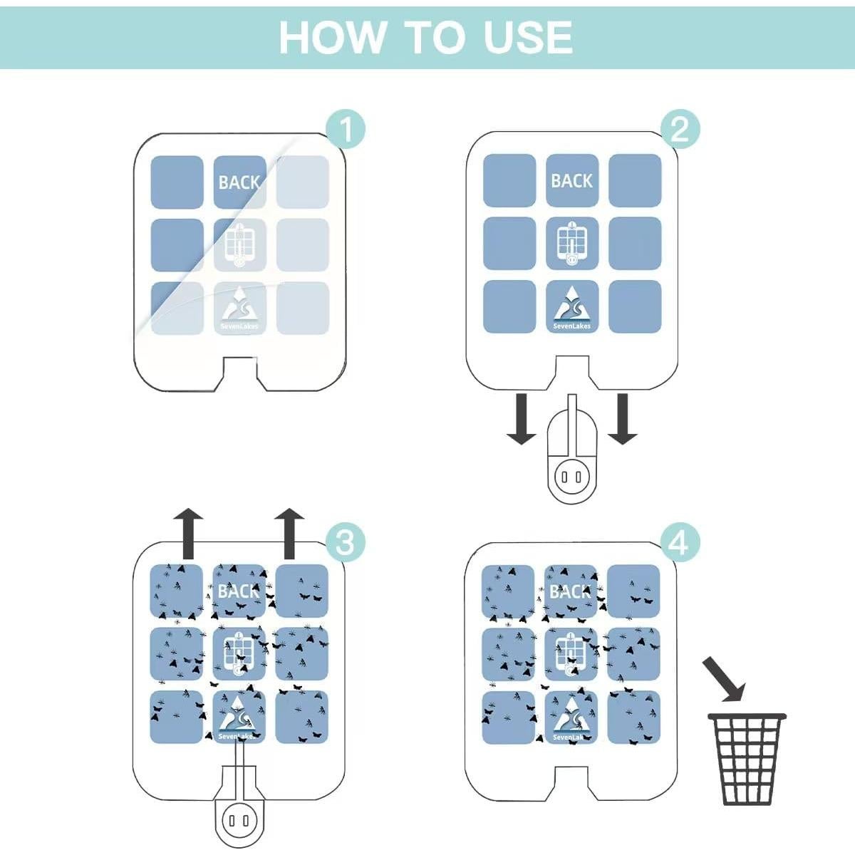 36 Tarjetas Adhesivas Reemplazo Insectos Seven Lakes Azul Aqua