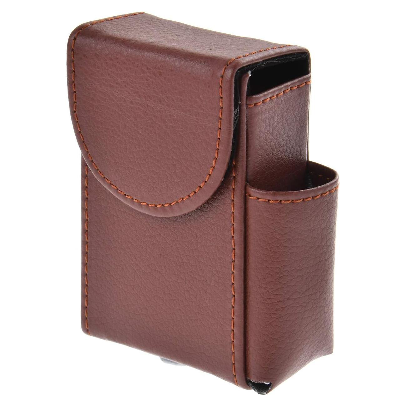 Funda de Cuero PU para Cigarrillos King Size con Bolsillo Extra