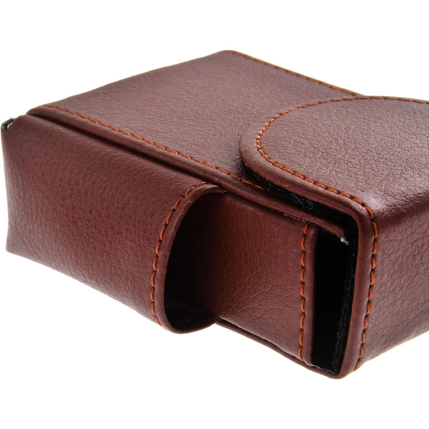 Funda de Cuero PU para Cigarrillos King Size con Bolsillo Extra