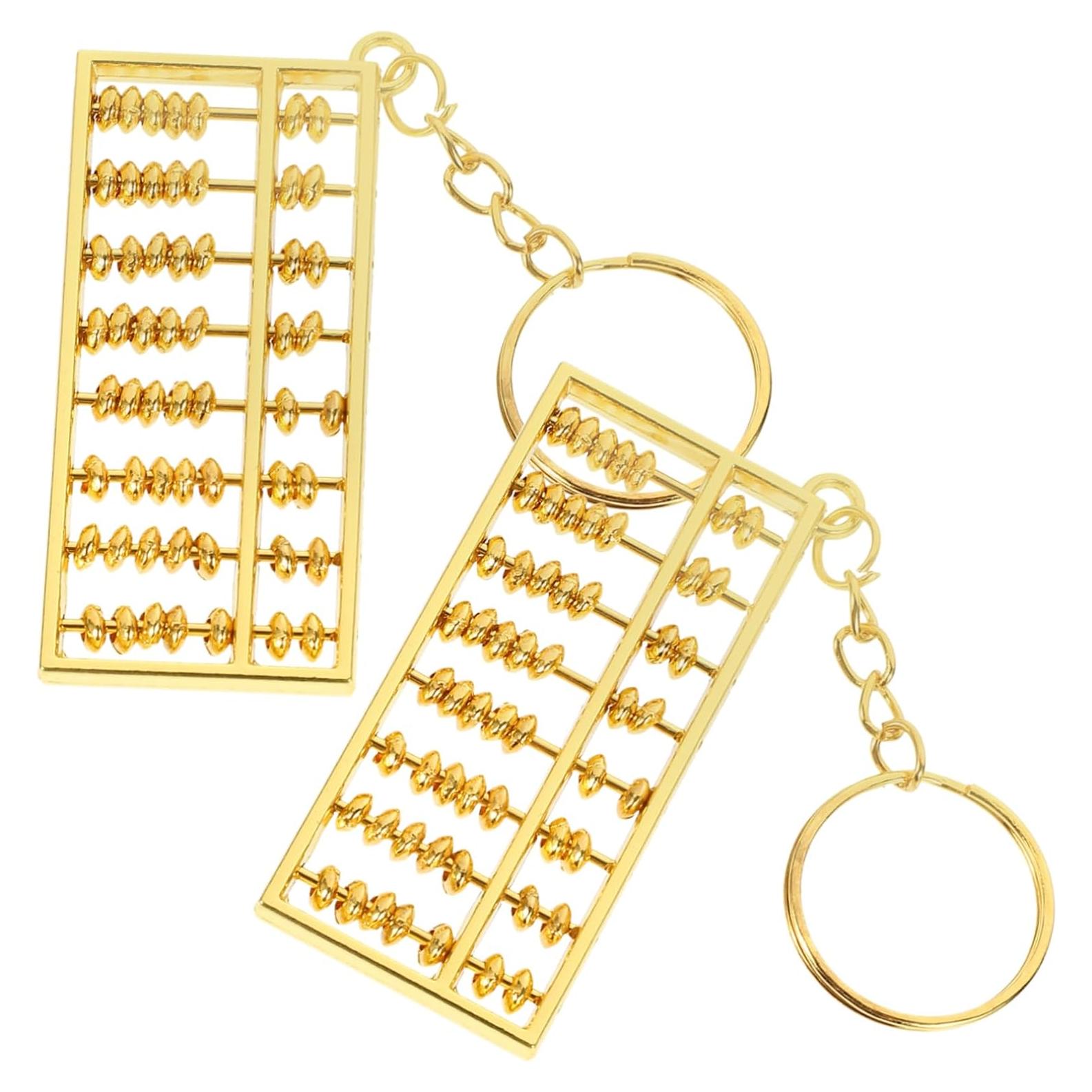 2 Piezas Llavero Colgante Abaco Retro Dorado 6x2.7cm