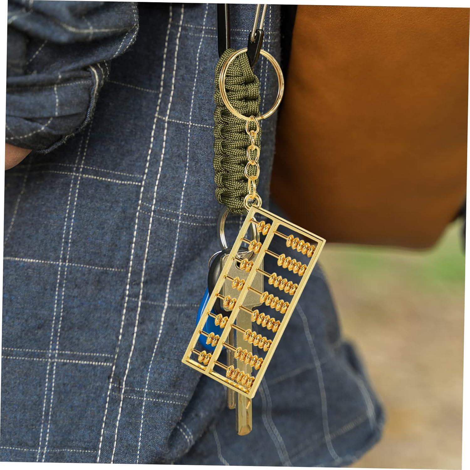 2 Piezas Llavero Colgante Abaco Retro Dorado 6x2.7cm