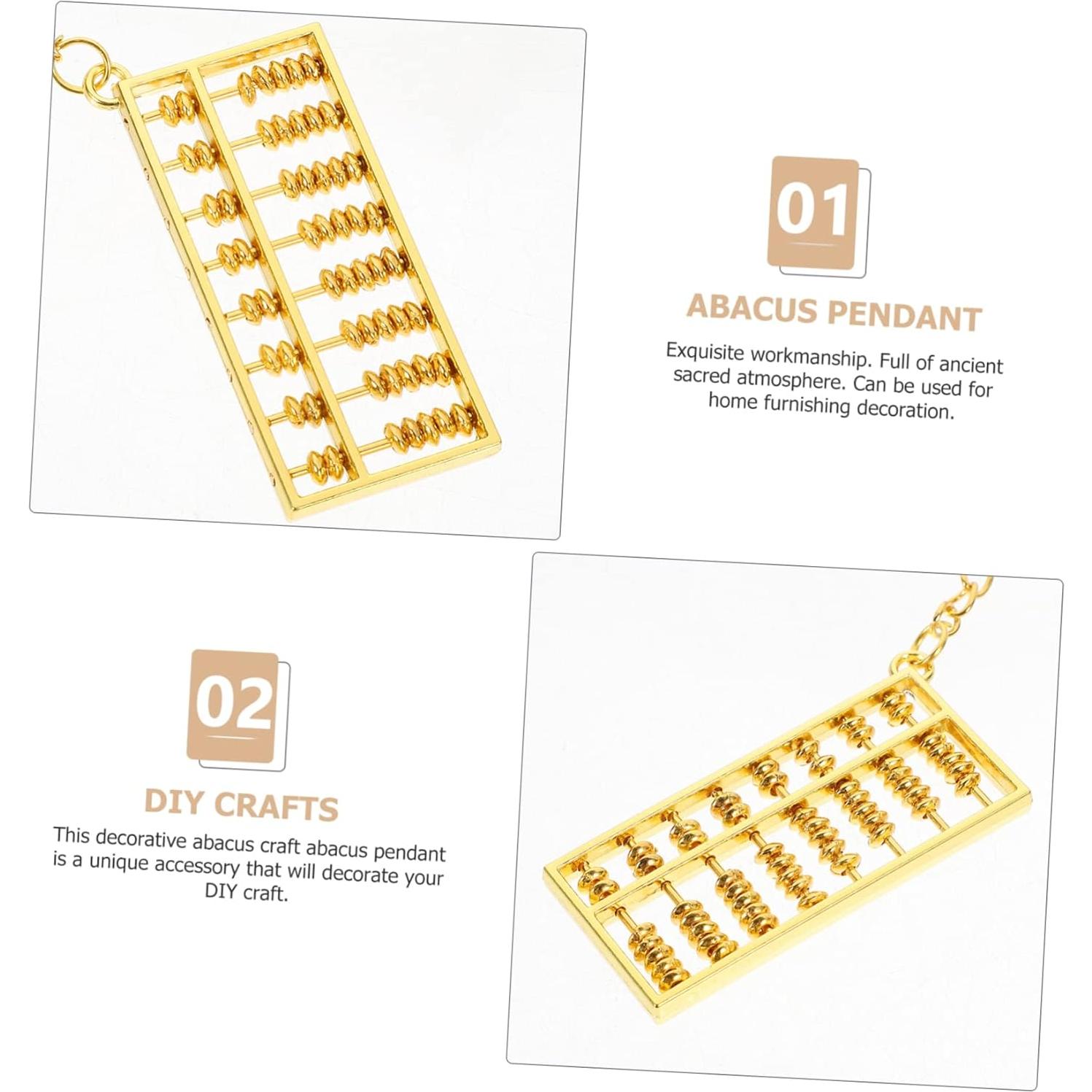 2 Piezas Llavero Colgante Abaco Retro Dorado 6x2.7cm