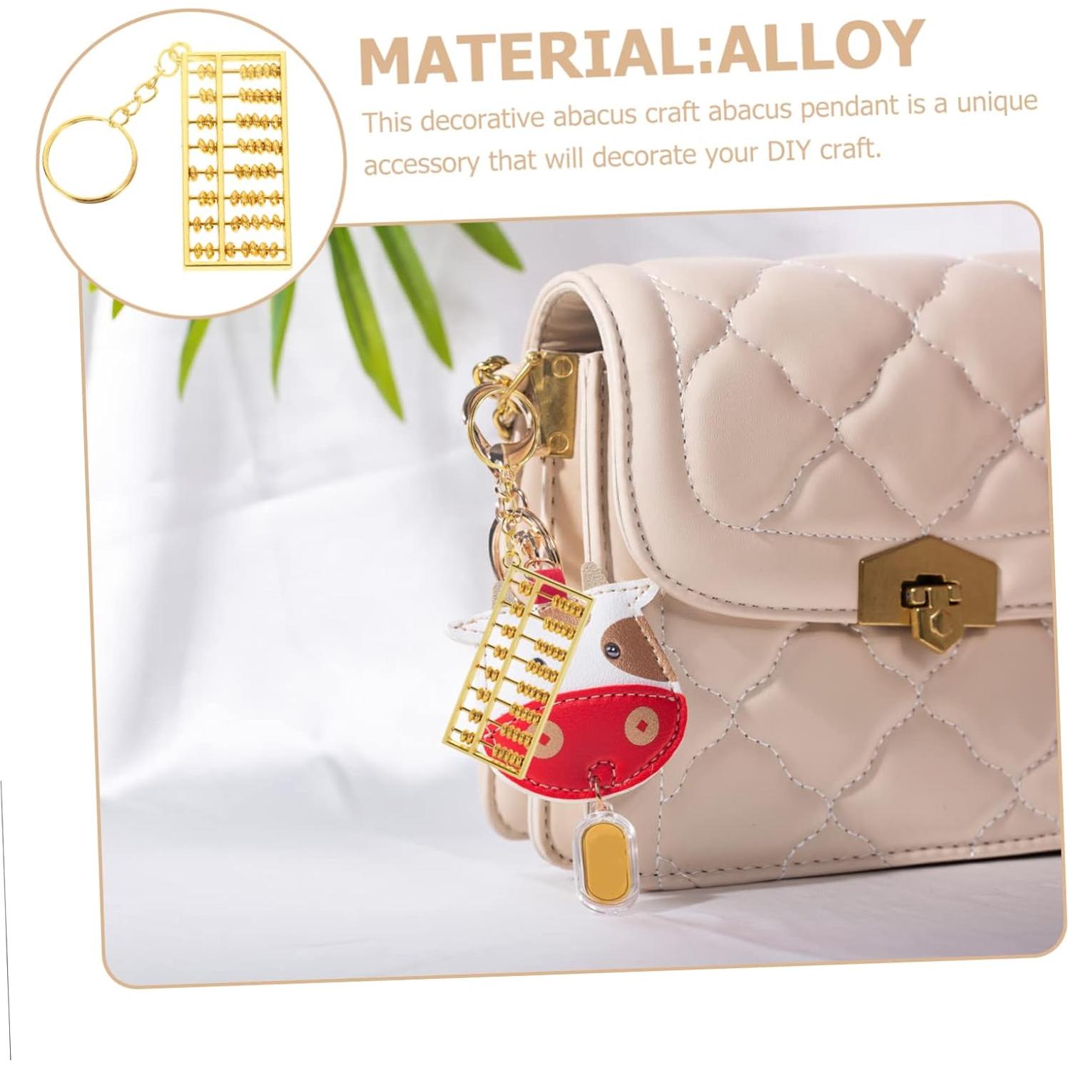 2 Piezas Llavero Colgante Abaco Retro Dorado 6x2.7cm