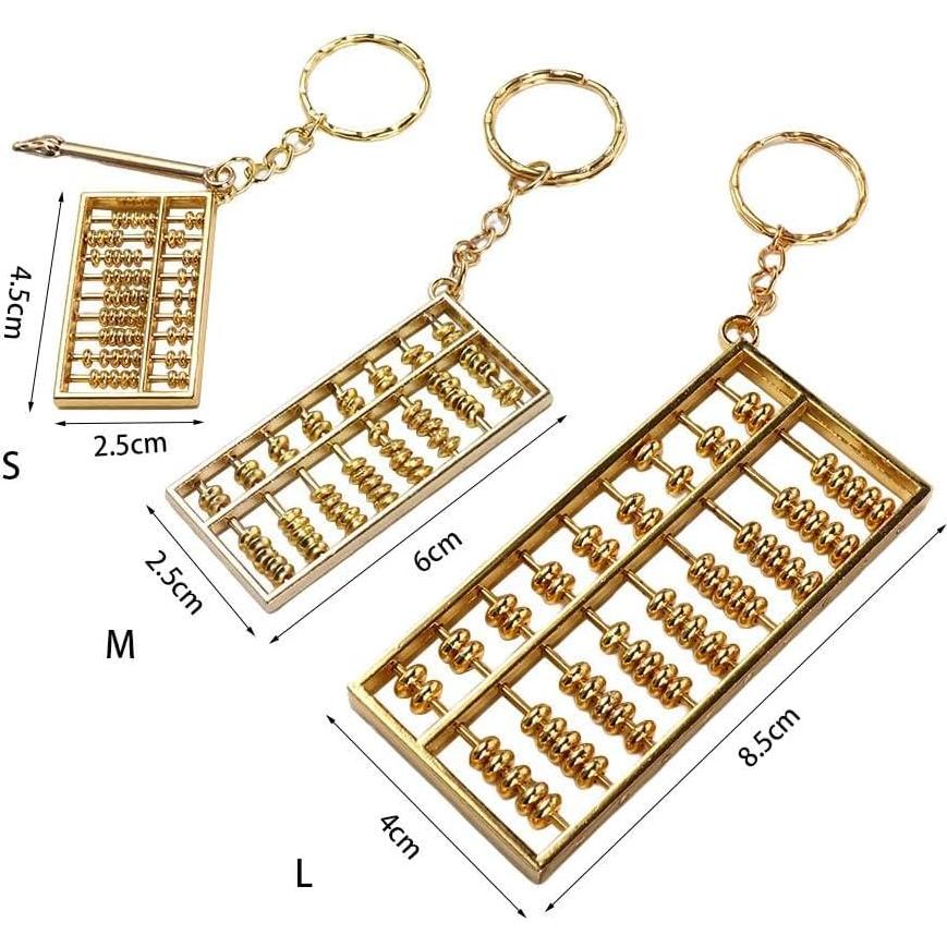 REBABA Mini Abacus Keychain Alloy Key Ring Creative Retro Pendant Ornament Trinket for Car Keys Backpack Handbag Home Decor (M)