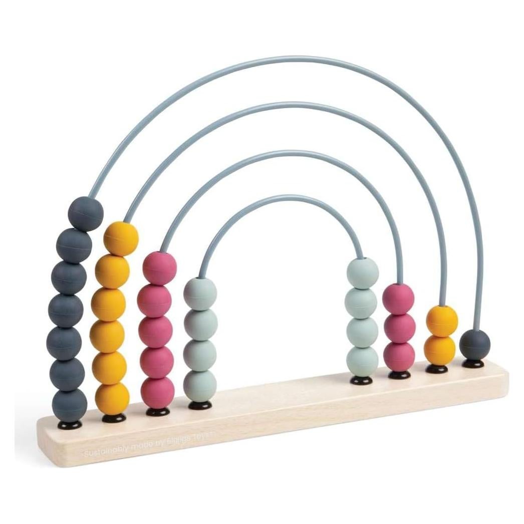 Ábaco Arcoíris Bigjigs Toys - Juguete de Madera Ecológico 32 Bolas