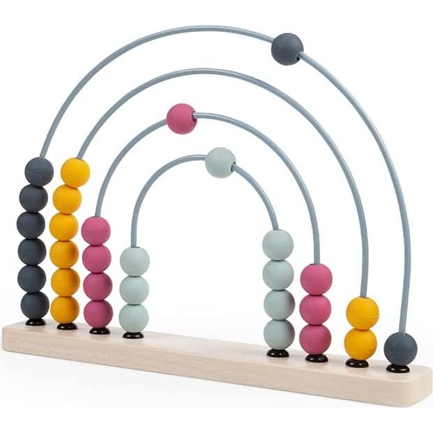 Ábaco Arcoíris Bigjigs Toys - Juguete de Madera Ecológico 32 Bolas