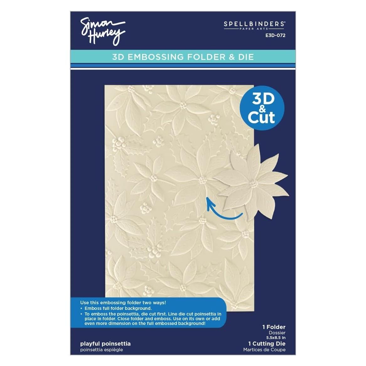 Carpeta de Embossing 3D Poinsettia Juguetona Simon Hurley 14x22 cm