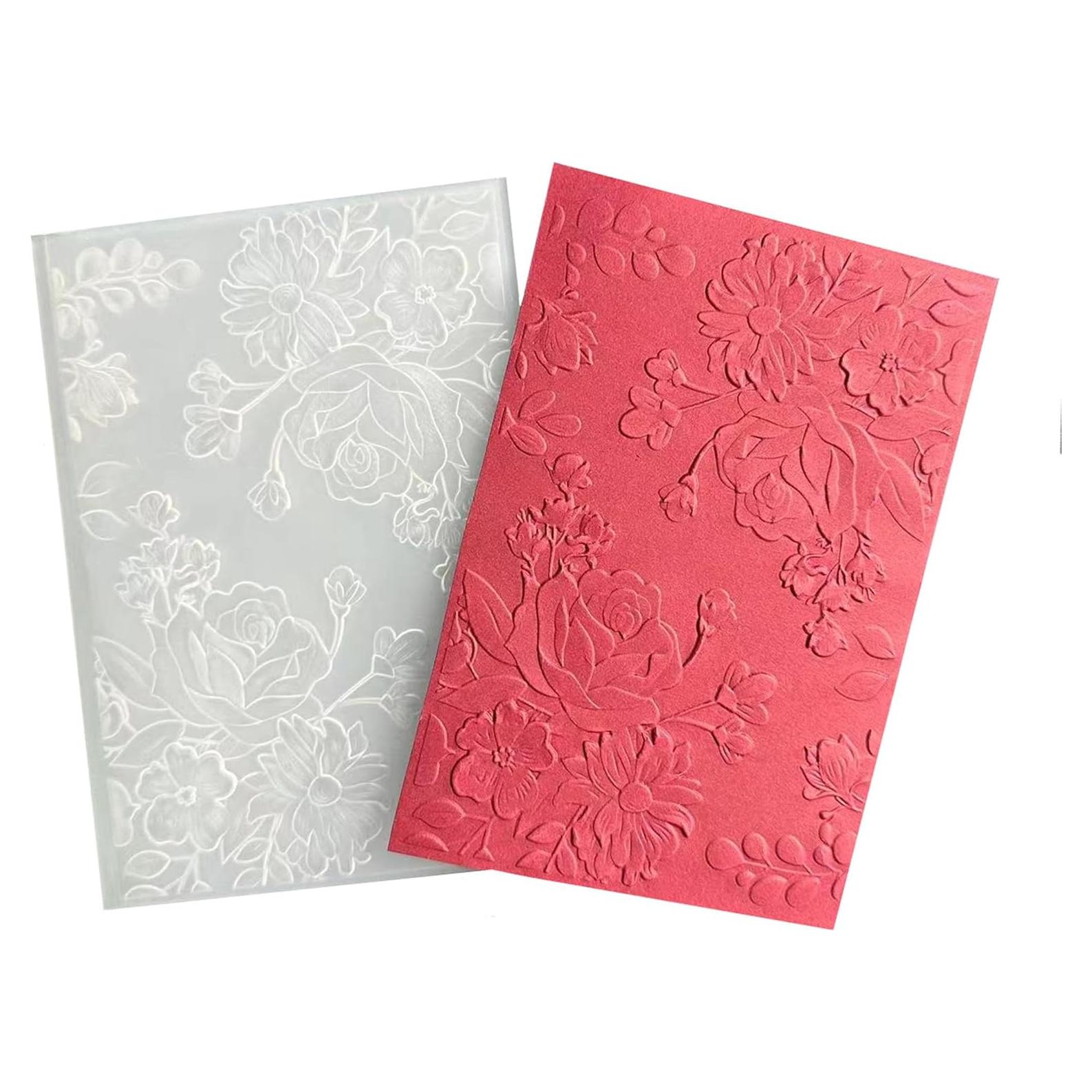 Carpeta de Embossing 3D DIYology Rosa 16.5x11.5cm para Manualidades