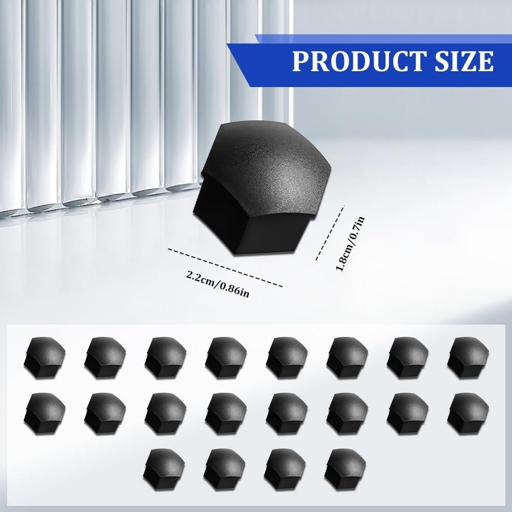 20 Tapas de Tuercas de Rueda Hexagonales 17mm Tecledsn Negro
