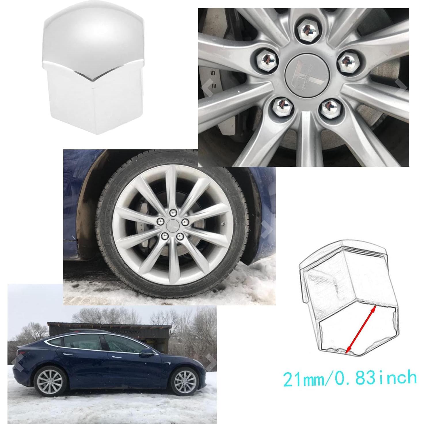 Cubiertas de Tuerca de Rueda Mtsooning 21mm Plateadas - 21 Pcs