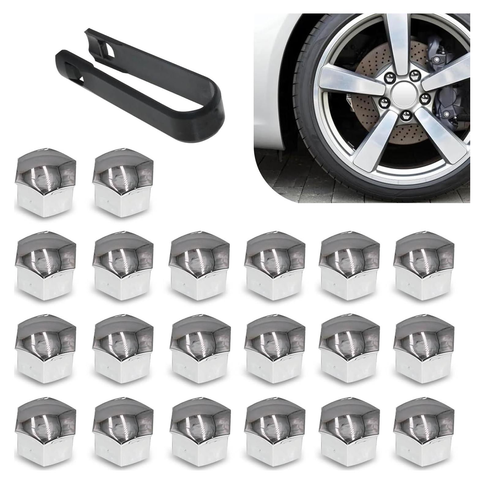 Kit Cubiertas Protectores de Tuerca de Rueda Icykale 21 Pcs Plata