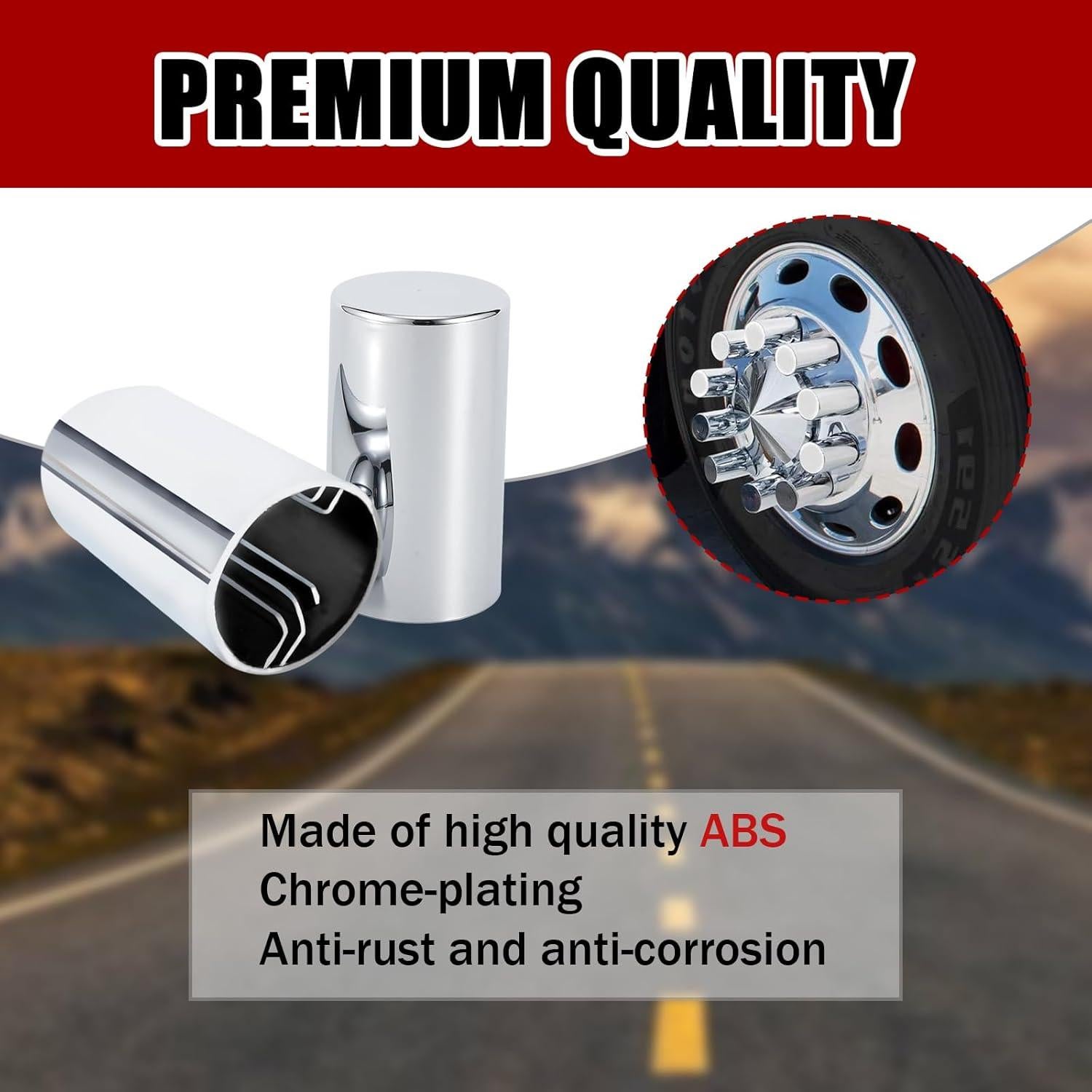 Cubiertas de Tuerca de Perno Cabtherlyn 33mm Cromo ABS - Paquete de 40