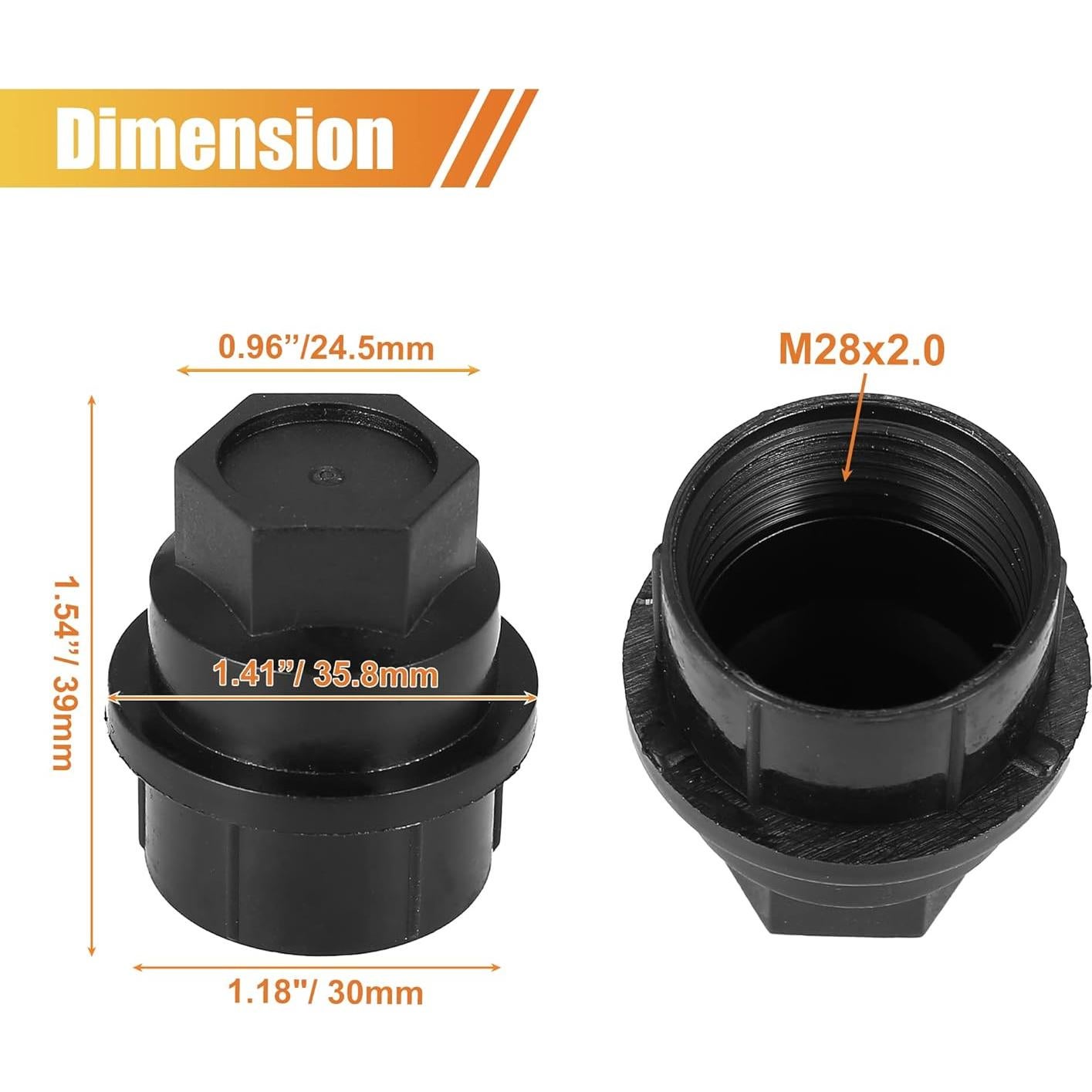 Cubiertas de Tuercas de Rueda X AUTOHAUX 24 Pcs M28x2 Negro