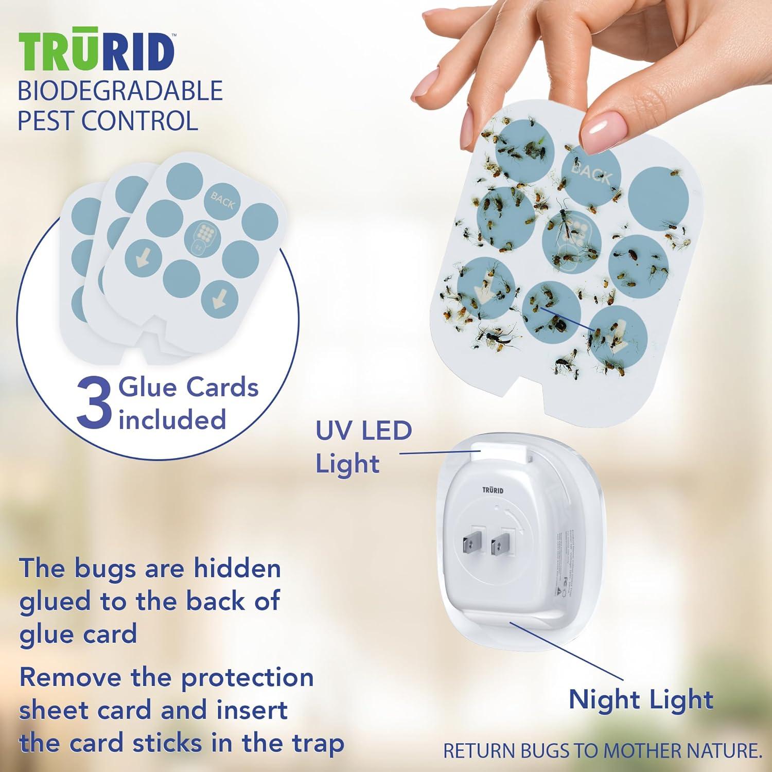 Trampa de Moscas Interior TruRid con Luz UV y 3 Tarjetas de Pegamento