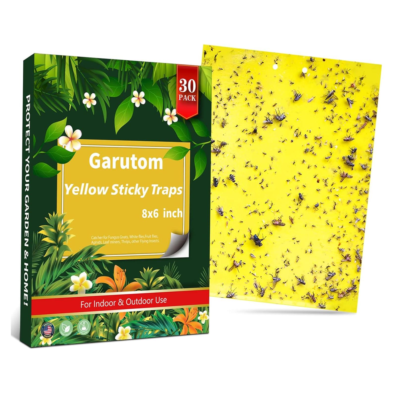 Trampas Adhesivas Amarillas Doble Cara Garutom - 30 Unidades 15x20 cm