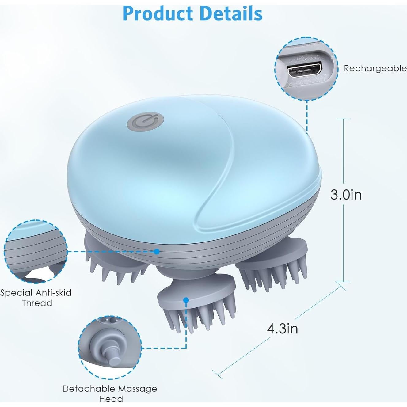Masajeador eléctrico para mascotas Olipiter PS76D, azul