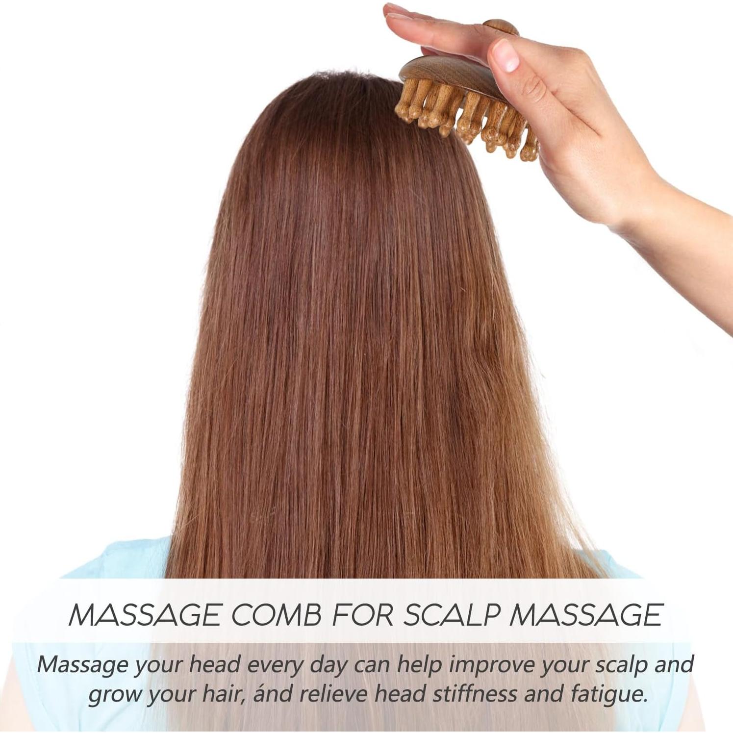 Peine de Masaje de Cuero Cabelludo de Madera Sándalo 8cm