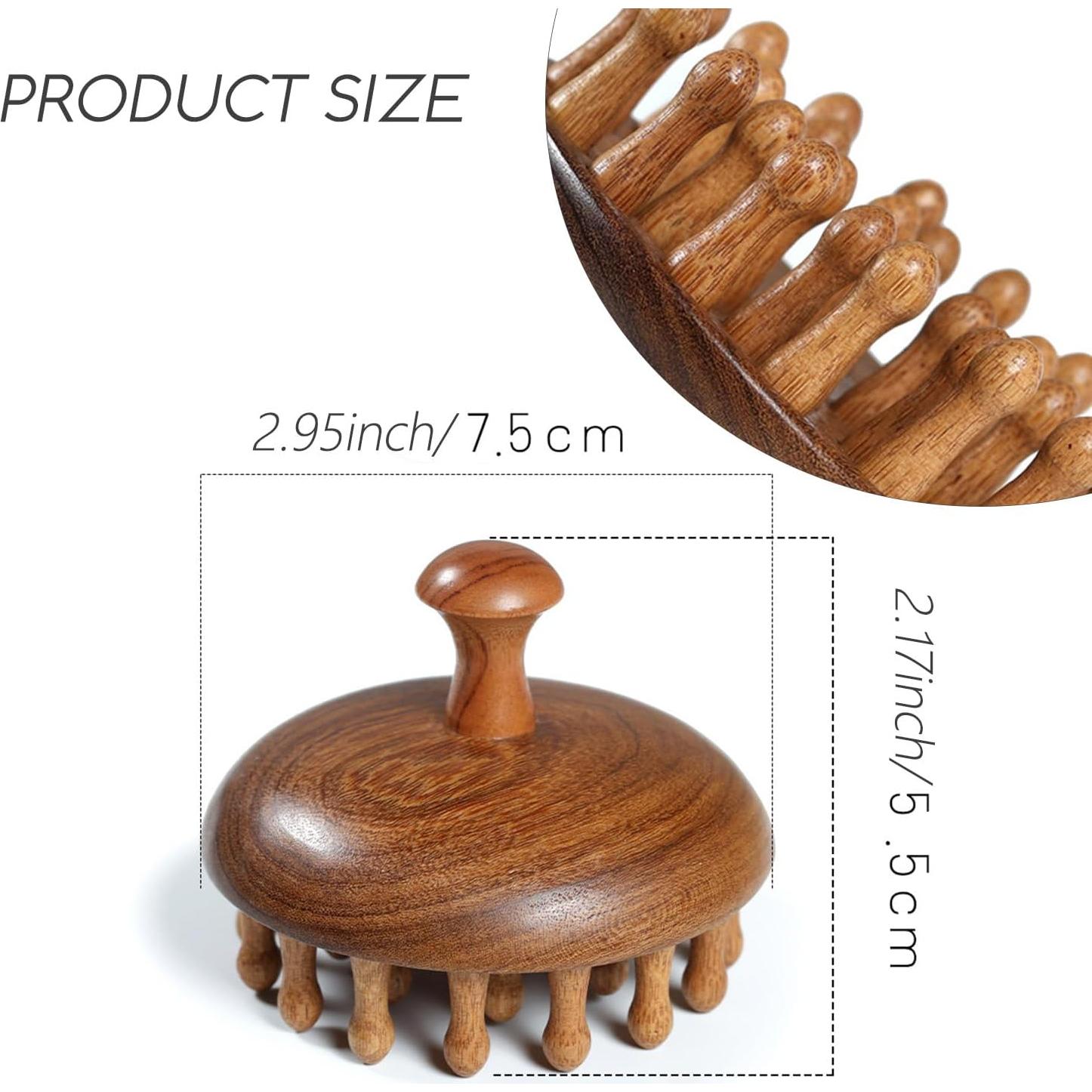 Peine de Masaje de Cuero Cabelludo de Madera Sándalo 8cm