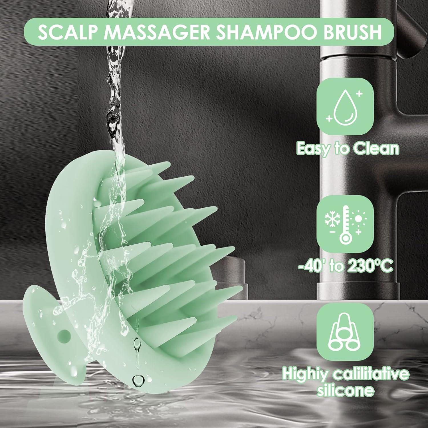 Cepillo Masajeador de Cuero Cabelludo VWMYQ Verde Silicona