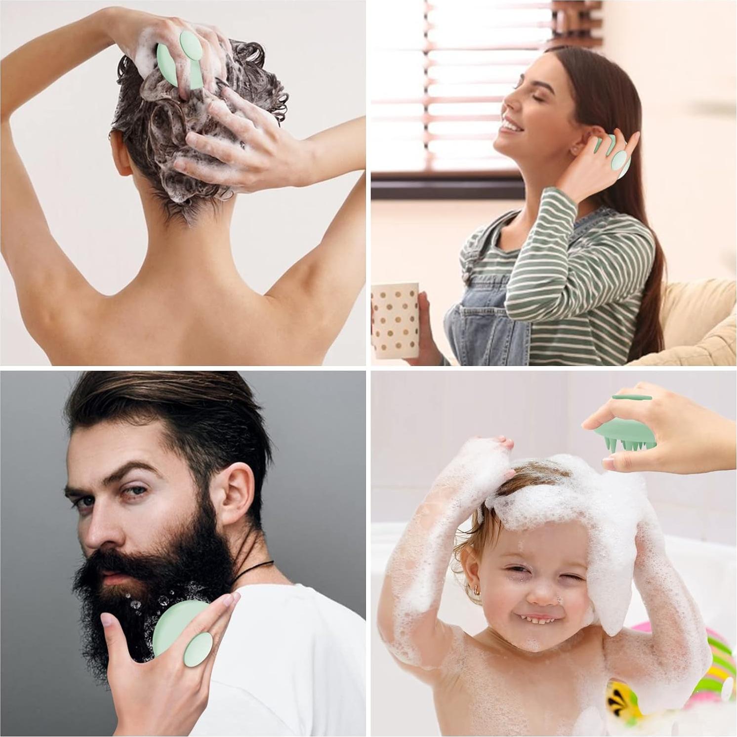 Cepillo Masajeador de Cuero Cabelludo VWMYQ Verde Silicona