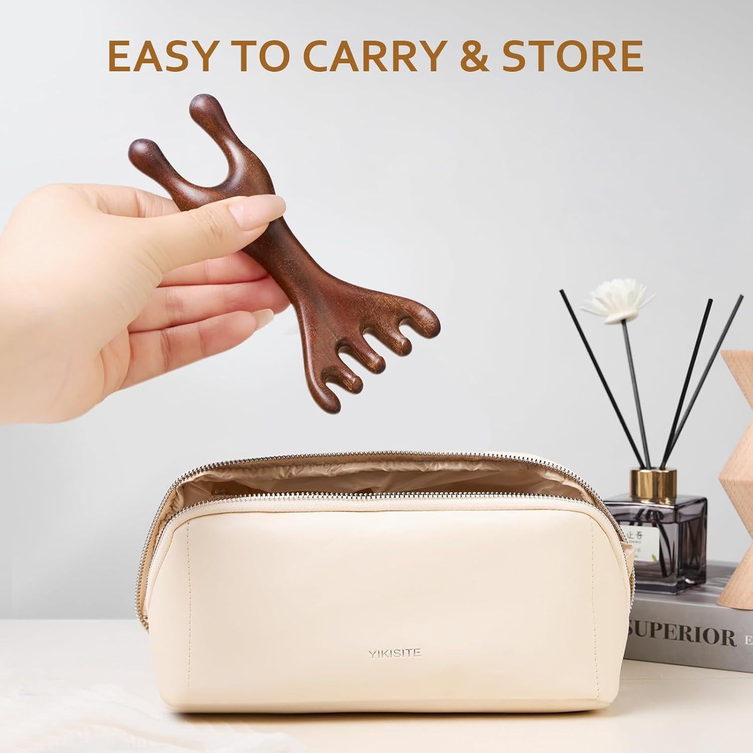 Masajeador de Cuero Cabelludo MoyRetty de Madera Sándalo Doble Cara