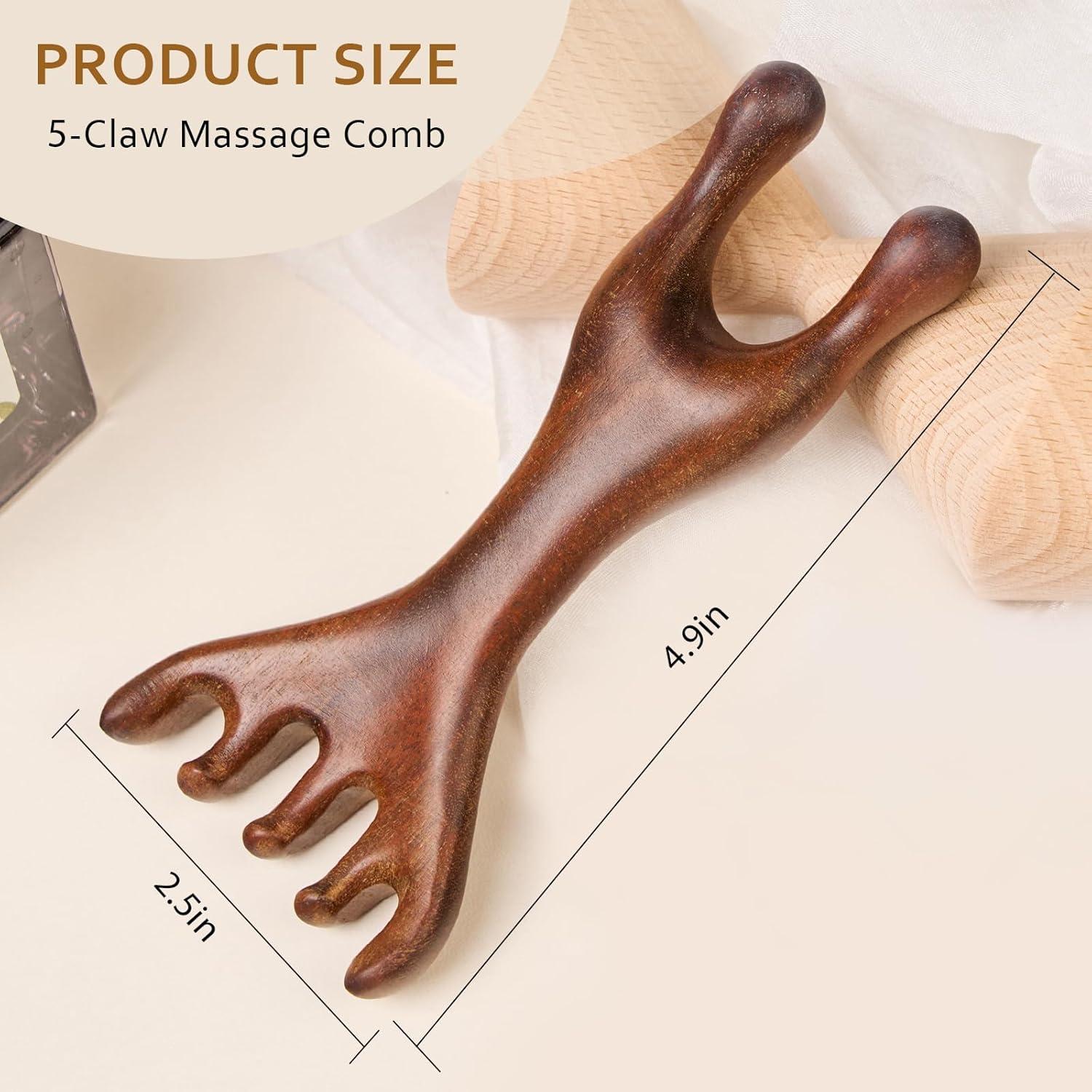 Masajeador de Cuero Cabelludo MoyRetty de Madera Sándalo Doble Cara