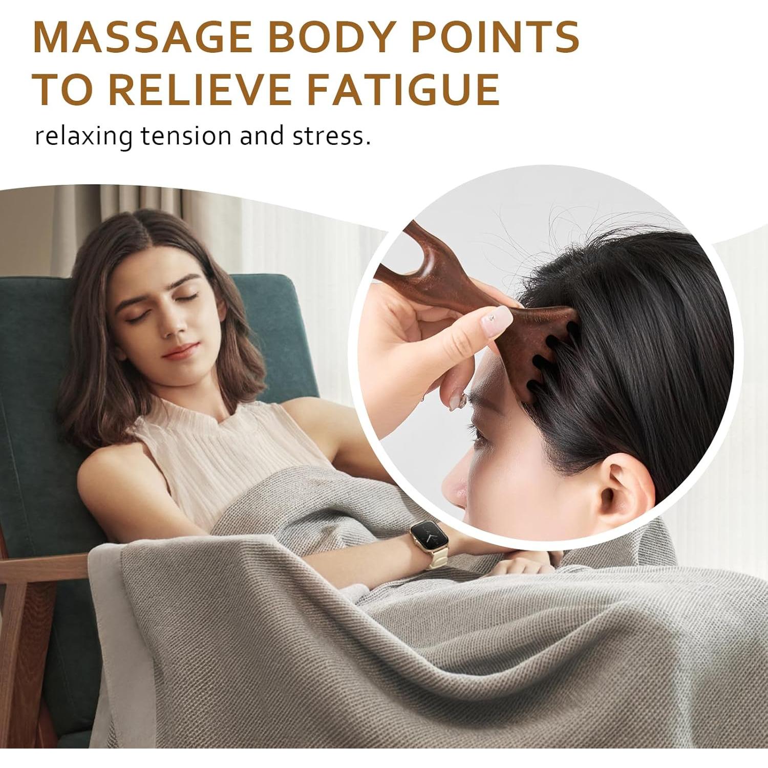 Masajeador de Cuero Cabelludo MoyRetty de Madera Sándalo Doble Cara