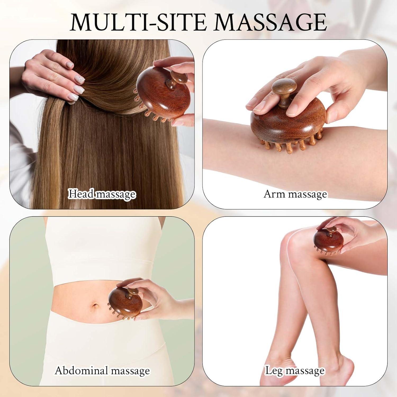 Masajeador de cuero cabelludo Smowfes - Exfoliador de sándalo, 2 piezas