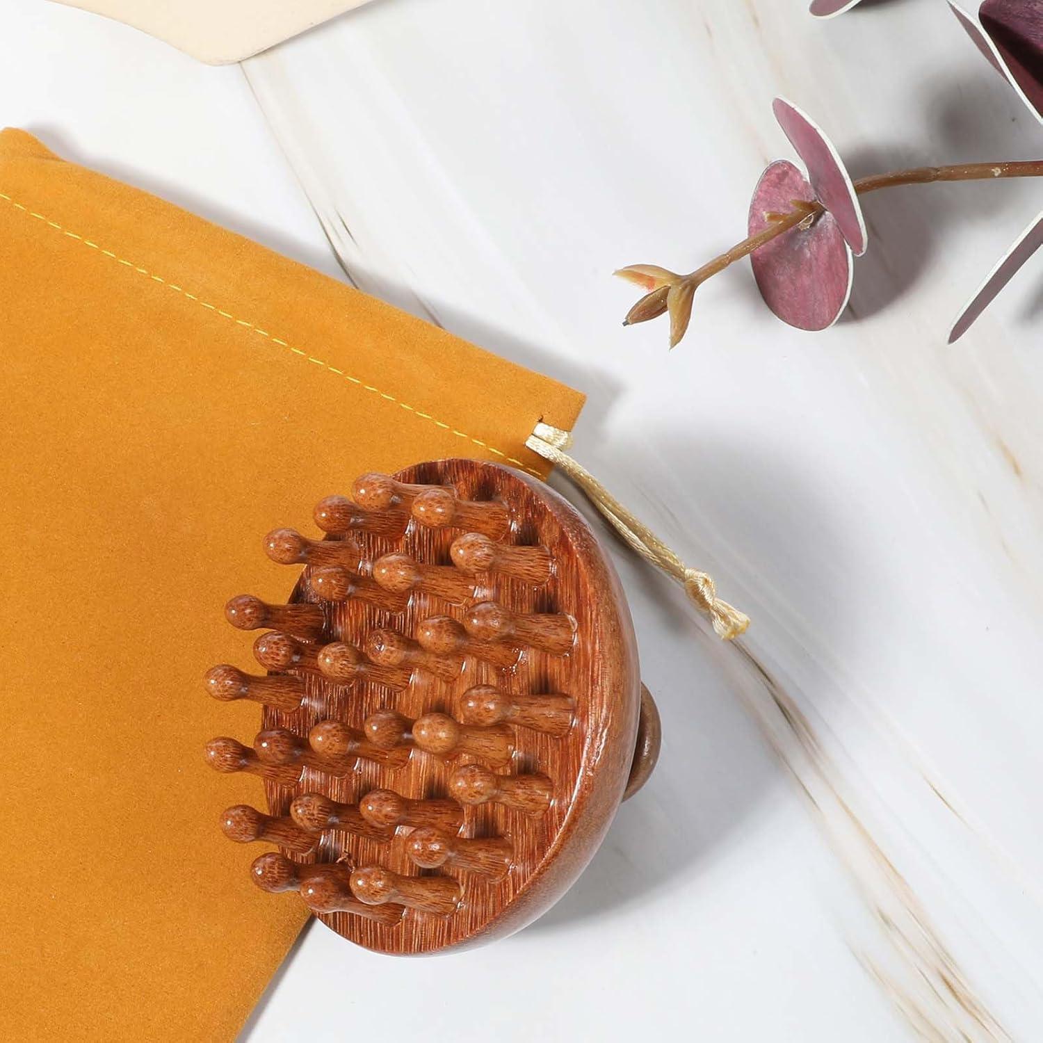 Masajeador de cuero cabelludo Smowfes - Exfoliador de sándalo, 2 piezas