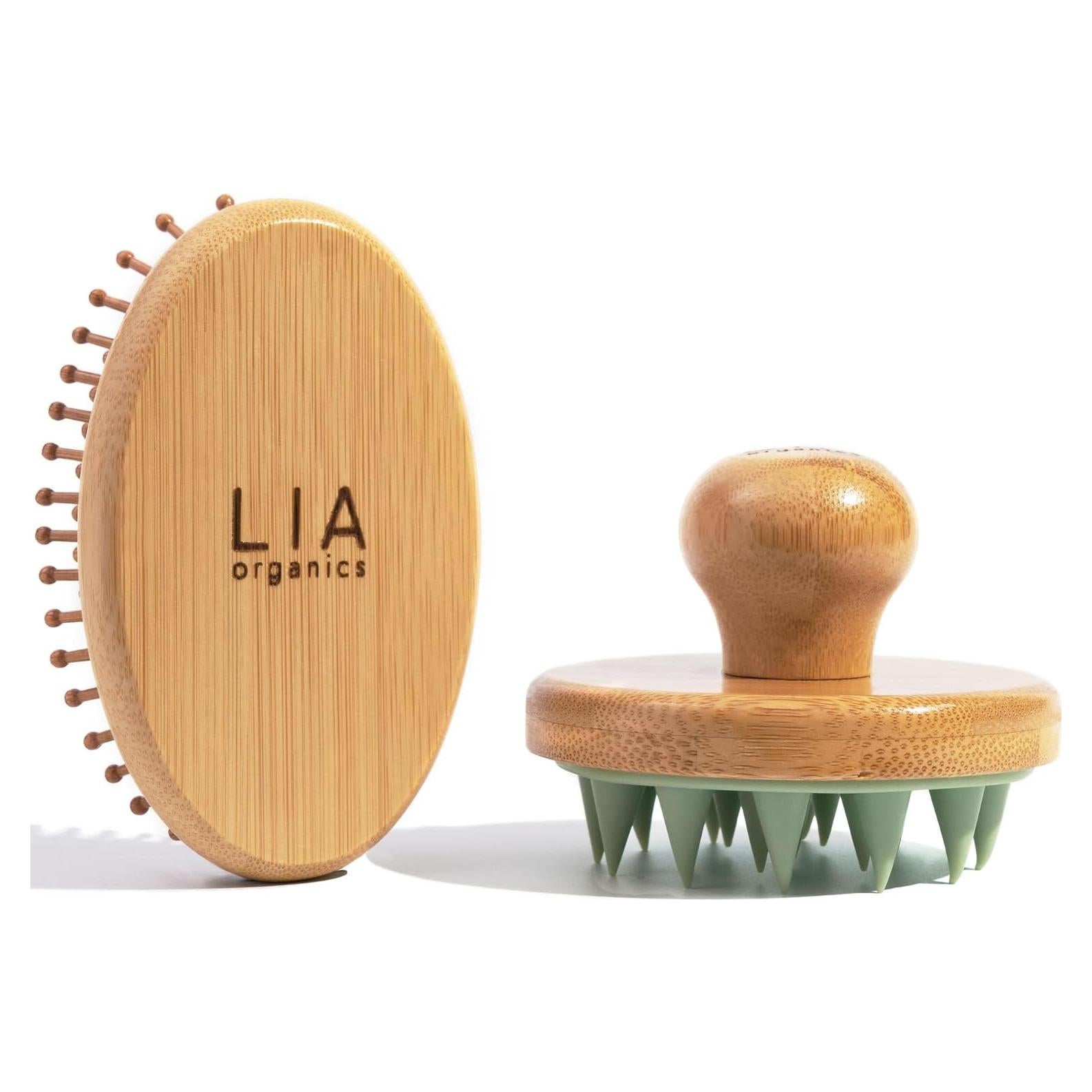 Dúo Cepillo y Masajeador Cuero Cabelludo Bambú Lia Organics