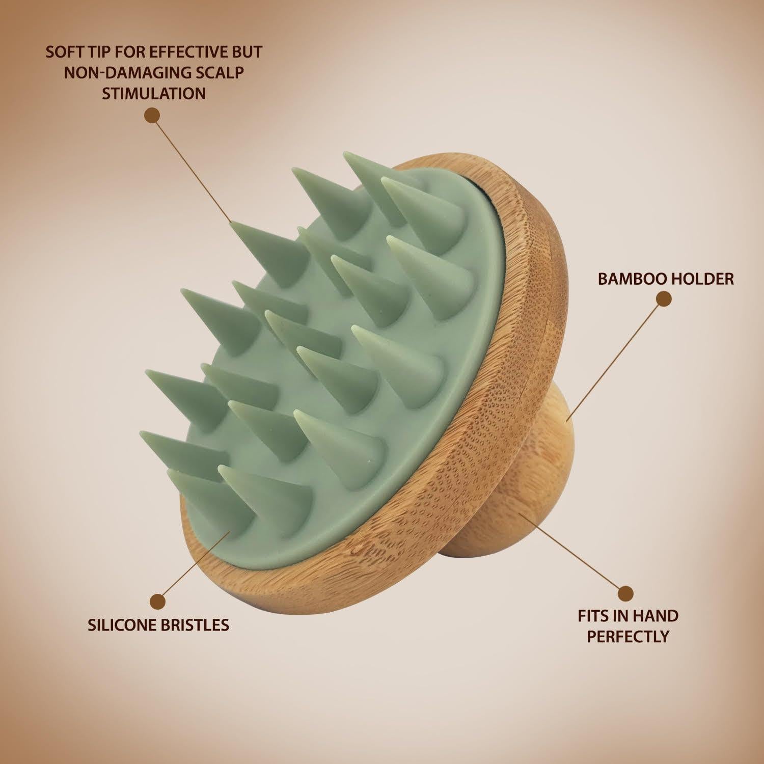 Dúo Cepillo y Masajeador Cuero Cabelludo Bambú Lia Organics