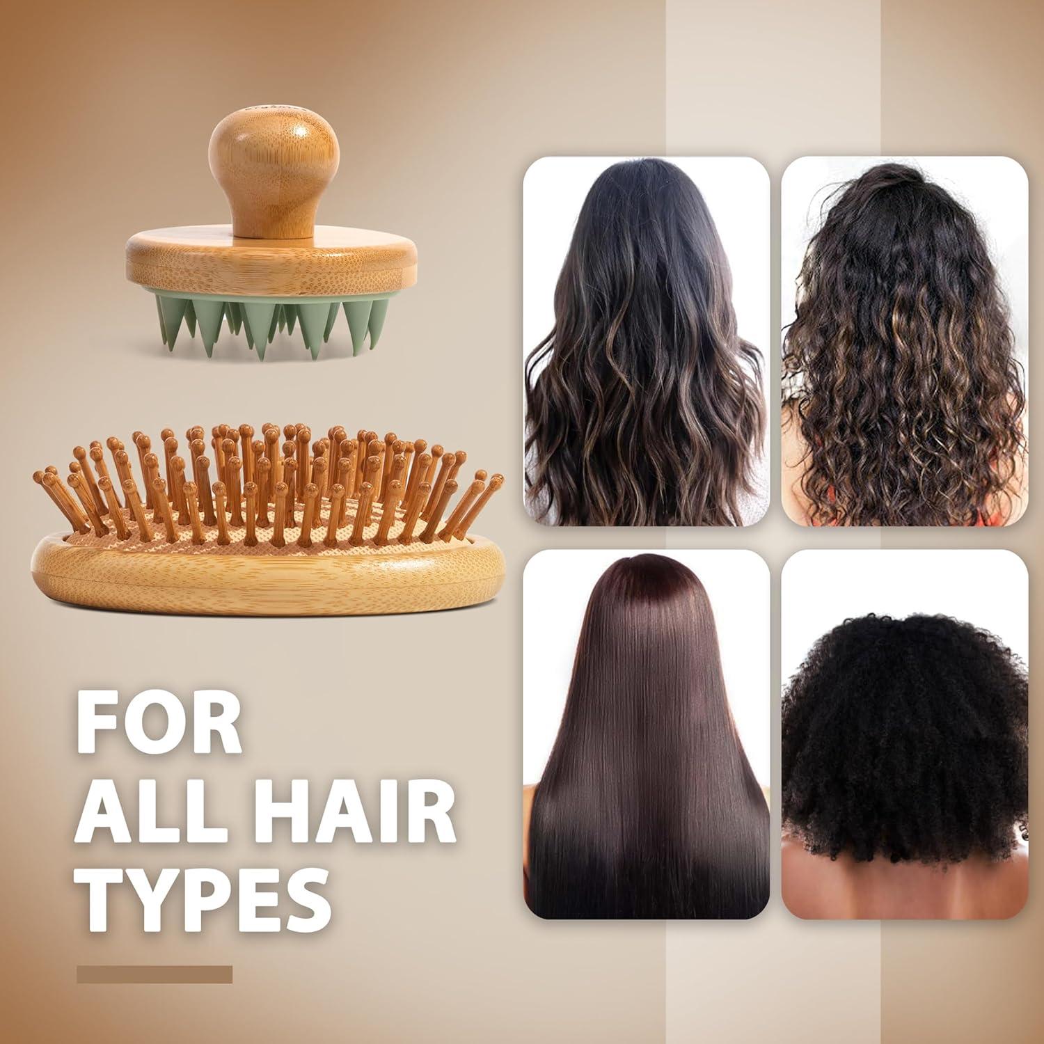 Dúo Cepillo y Masajeador Cuero Cabelludo Bambú Lia Organics