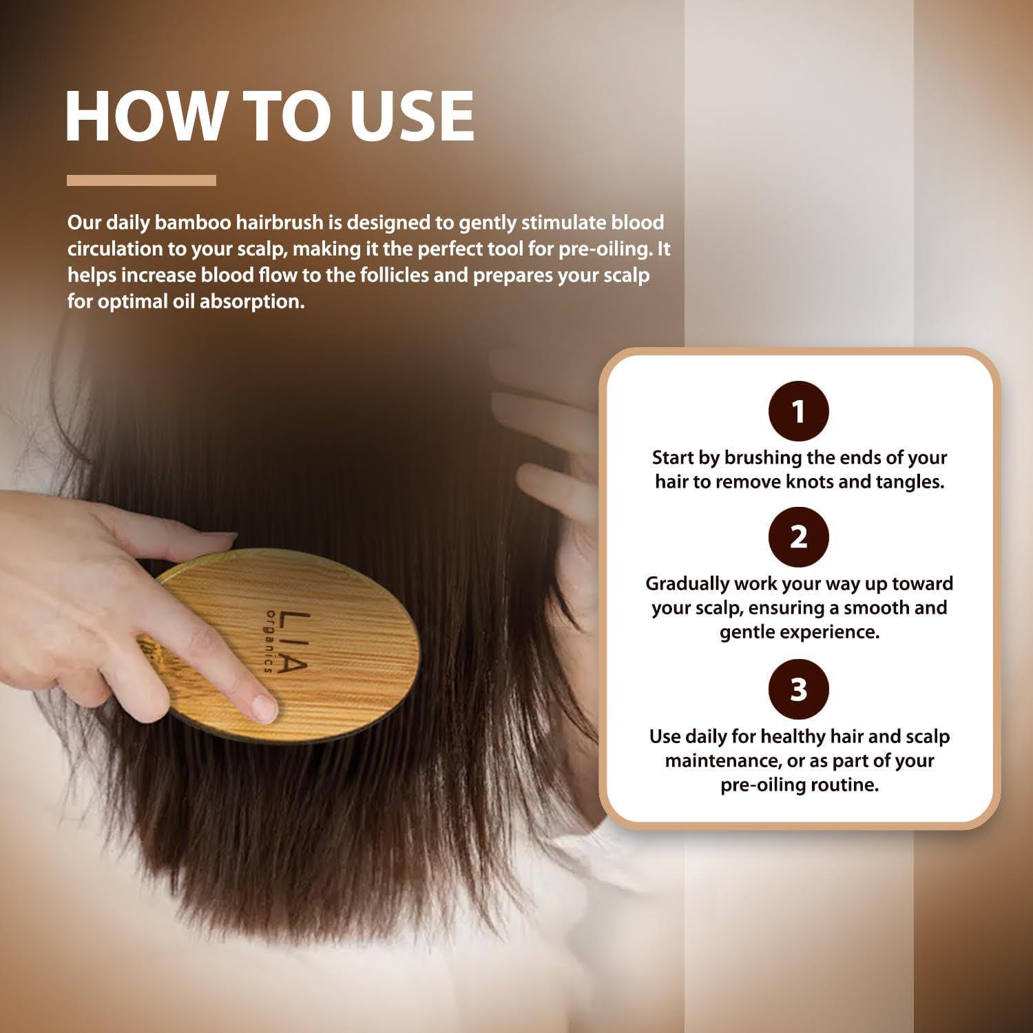 Dúo Cepillo y Masajeador Cuero Cabelludo Bambú Lia Organics